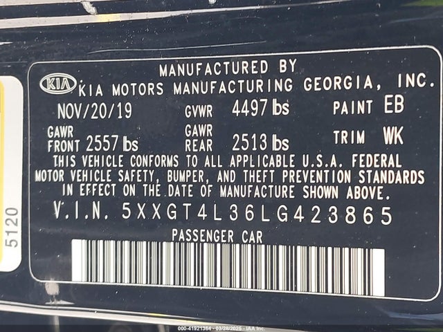 5XXGT4L36LG423865 KIA Optima Lx