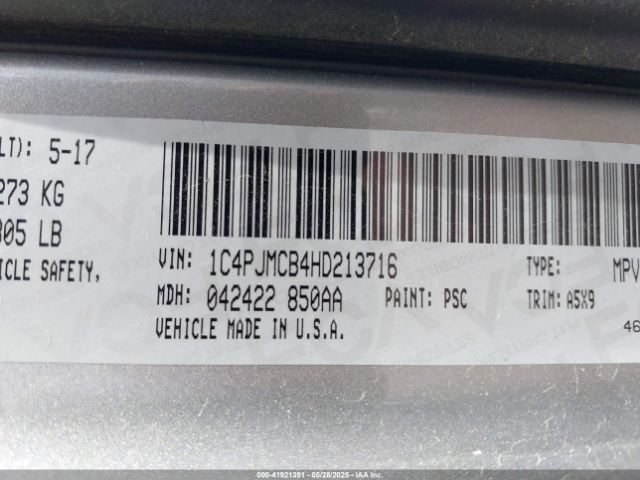 1C4PJMCB4HD213716 Jeep Cherokee Latitude 4x4