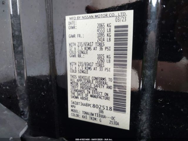 5N1BT3AA8PC802518 Nissan Rogue S Fwd
