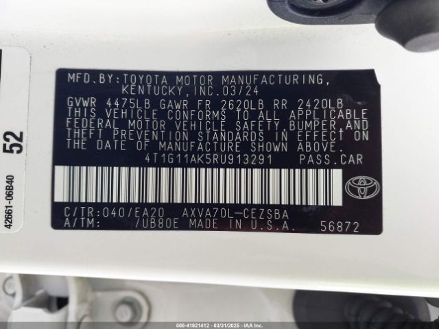 4T1G11AK5RU913291 Toyota CAMRY SE