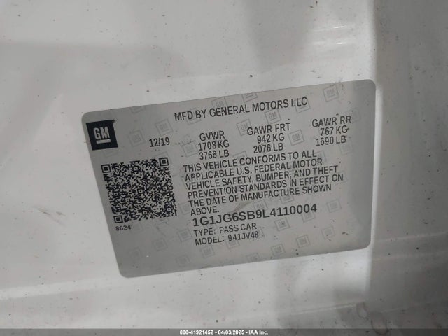 1G1JG6SB9L4110004 Chevrolet Sonic Fwd  1fl 5-door