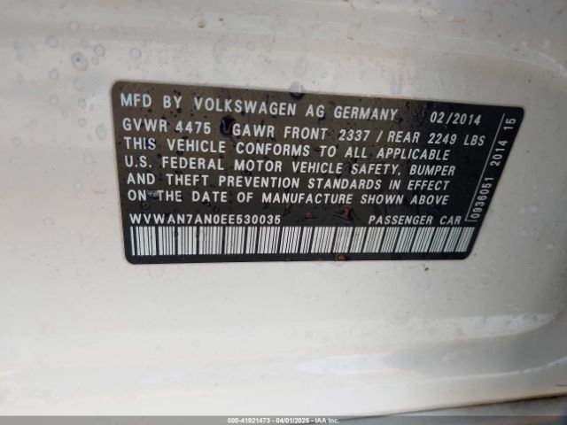 WVWAN7AN0EE530035 Volkswagen Cc 2.0t Sport