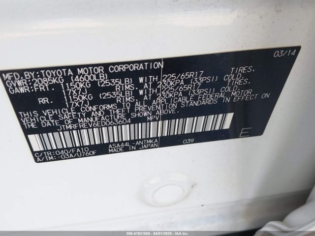 JTMRFREV6ED063604 Toyota Rav4 Xle