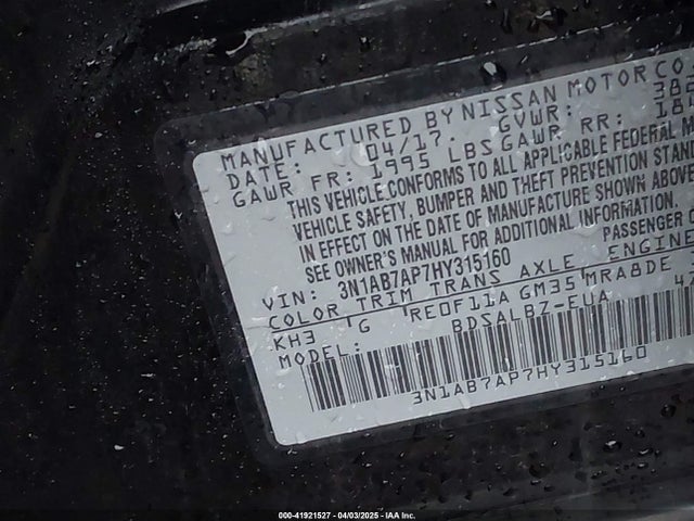 3N1AB7AP7HY315160 Nissan SENTRA S