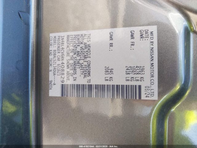 1N4BL4CV6RN408829 Nissan Altima Sr Fwd
