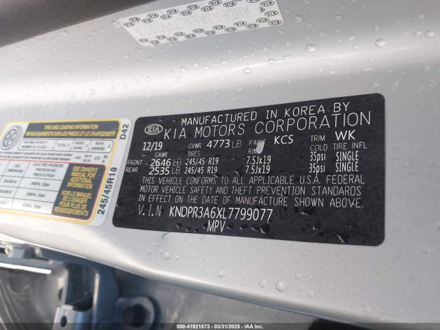 KNDPR3A6XL7799077 KIA Sportage Sx Turbo