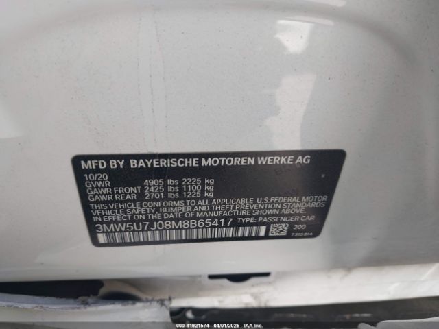3MW5U7J08M8B65417 BMW 3 Series M340i