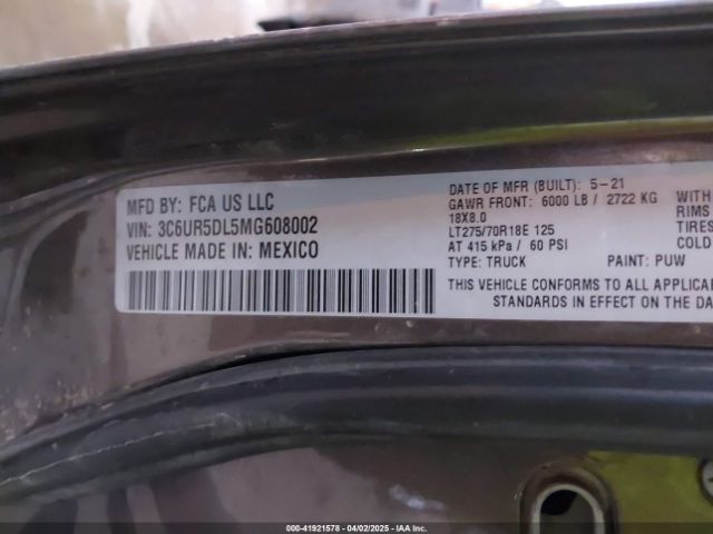 3C6UR5DL5MG608002 RAM 2500 Big Horn  4x4 6'4 Box