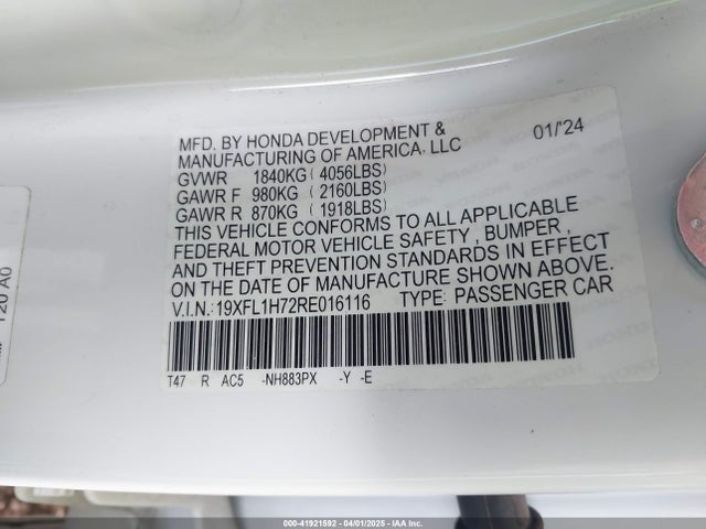 19XFL1H72RE016116 Honda Civic Ex-l