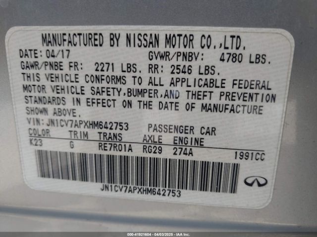 2017 INFINITI Q50 JN1CV7APXHM642753 Photo 8