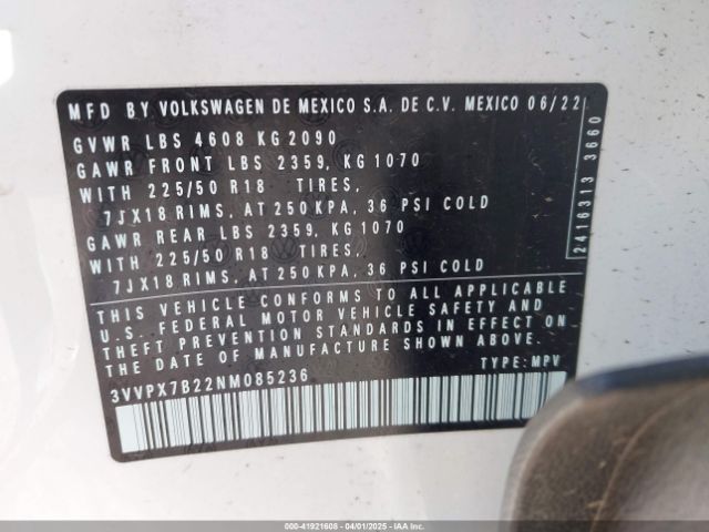 3VVPX7B22NM085236 Volkswagen Taos 1.5t Se