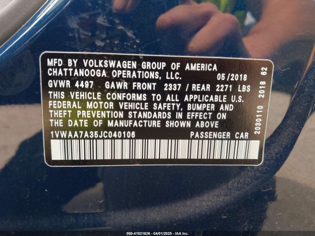 1VWAA7A35JC040106 Volkswagen Passat 2.0t R-line/2.0t S