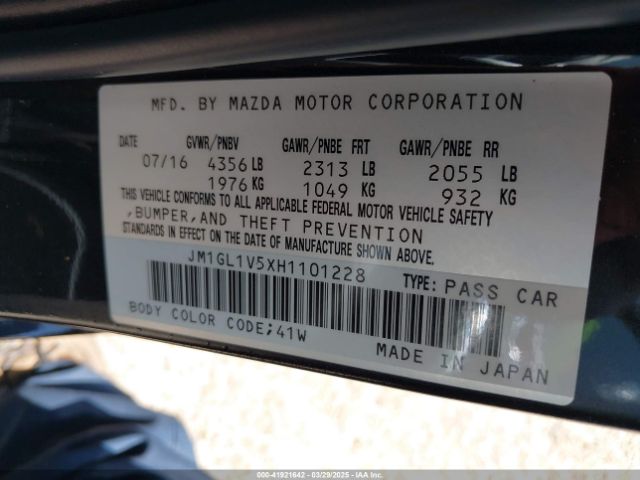 JM1GL1V5XH1101228 Mazda Mazda6 Touring