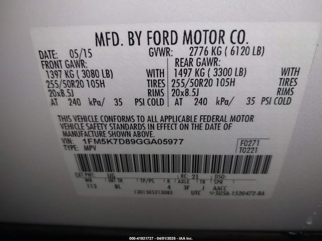 Ford EXPLORER XLT 2016 1FM5K7D89GGA05977 Image 9