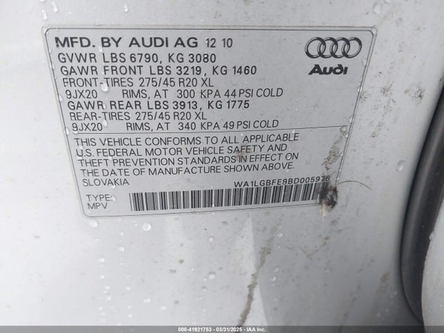 2011 AUDI Q7 WA1LGBFE8BD005976 Photo 8