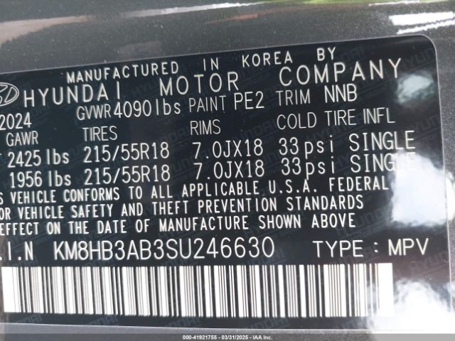 KM8HB3AB3SU246630 Hyundai Kona Sel
