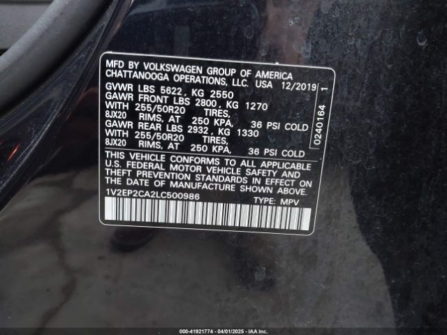 1V2EP2CA2LC500986 Volkswagen Atlas 2.0t Sel