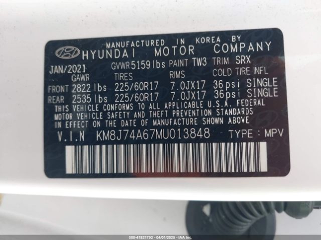 2021 HYUNDAI NEXO KM8J74A67MU013848 Photo 8