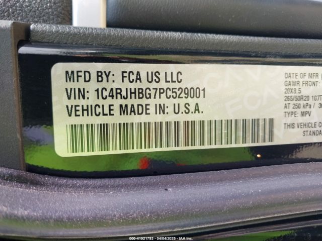 1C4RJHBG7PC529001 Jeep Grand Cherokee Limited 4x4