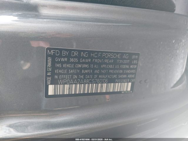 2012 PORSCHE CAYMAN WP0AA2A88CS760106 Photo 8