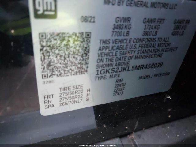 1GKS2JKL5MR458039 GMC Yukon Xl 4wd Denali