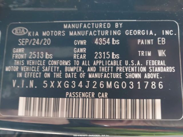 5XXG34J26MG031786 KIA K5 EX