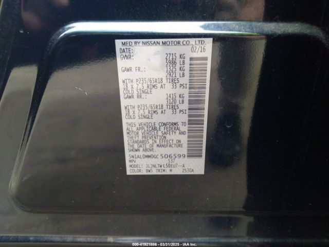 5N1AL0MM0GC506599 Infiniti QX60