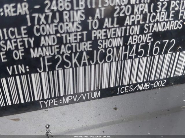 JF2SKAJC8MH451672 Subaru Forester Premium
