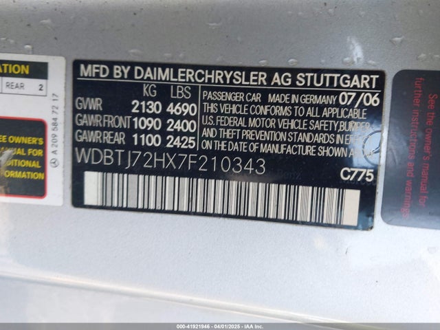2007 MERCEDES-BENZ CLK 550 WDBTJ72HX7F210343 Photo 8