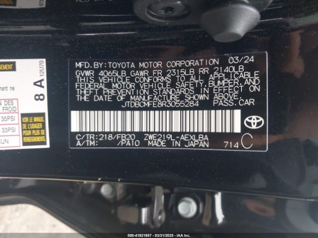JTDBCMFE8R3055284 Toyota Corolla Hybrid Le
