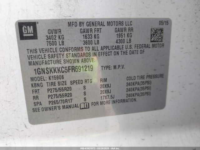 1GNSKKKC5FR691219 Chevrolet Suburban 1500 Ltz