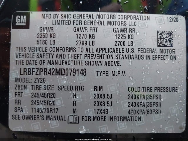 Aukcja sprzedaży 2021 Buick Envision Awd Essence, vin: LRBFZPR42MD079148, numer aukcji: 41921976