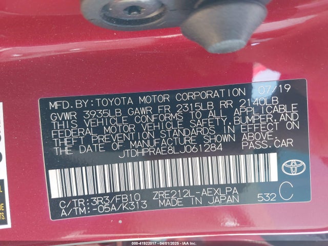 JTDHPRAE8LJ061284 Toyota COROLLA LE