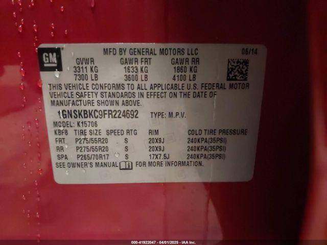 1GNSKBKC9FR224692 Chevrolet Tahoe Lt