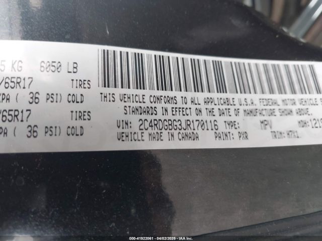 2C4RDGBG3JR170116 Dodge Grand Caravan Se