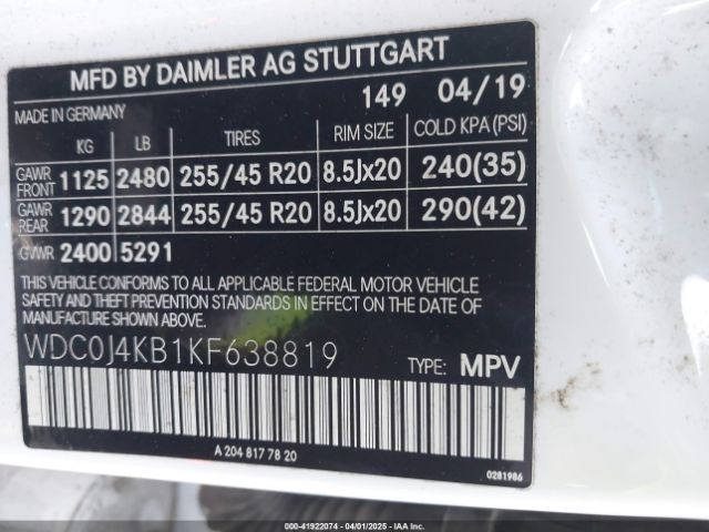 WDC0J4KB1KF638819 Mercedes-Benz Glc 300 Coupe 4matic
