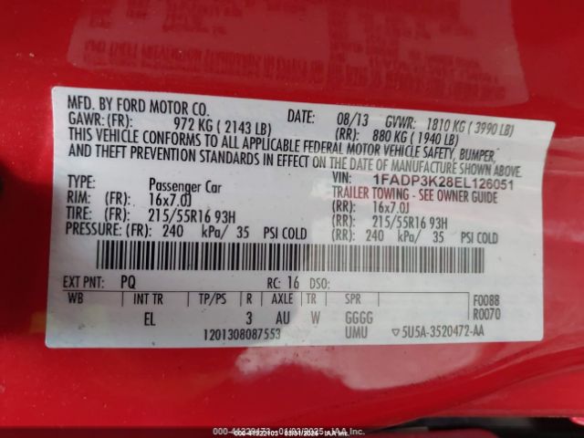 1FADP3K28EL126051 Ford FOCUS SE