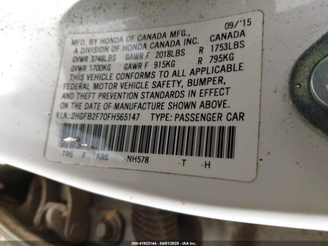 2HGFB2F70FH565147 Honda CIVIC SE