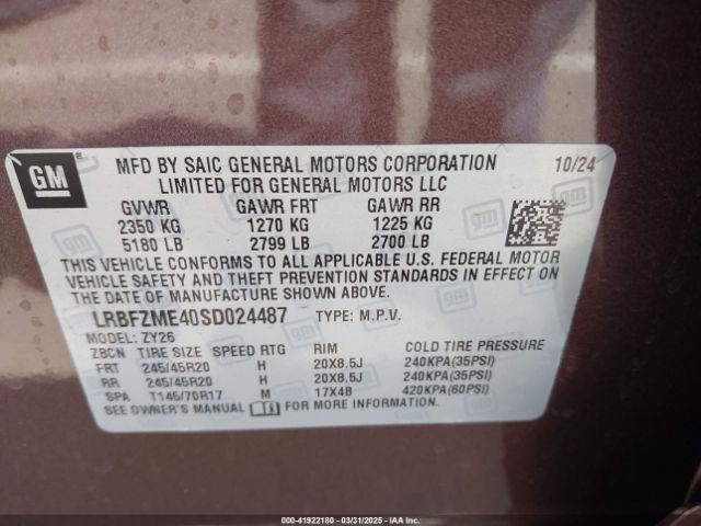LRBFZME40SD024487 Buick Envision Avenir Awd