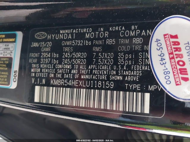 KM8R54HEXLU118159 Hyundai Palisade Limited