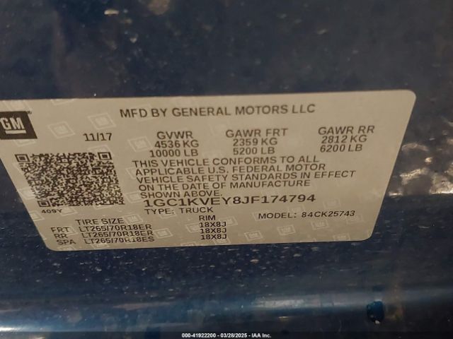 1GC1KVEY8JF174794 Chevrolet Silverado 2500hd Lt