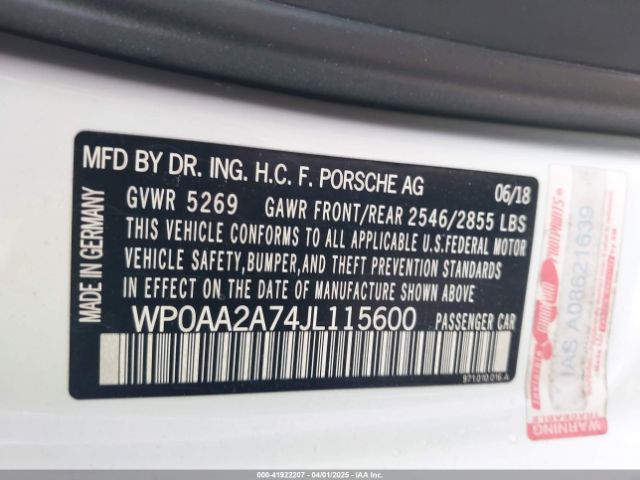 2018 PORSCHE PANAMERA WP0AA2A74JL115600 Photo 8