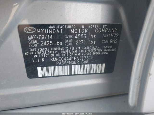 KMHEC4A41EA117315 Hyundai SONATA HYBRID