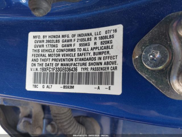 19XFC1F33GE036436 Honda Civic Ex-t