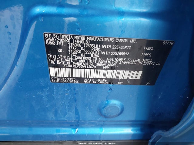 2T3RFREV5GW443670 Toyota Rav4 Xle