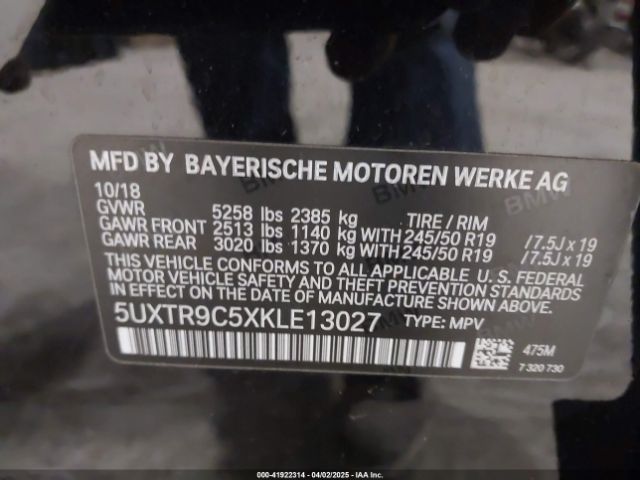 5UXTR9C5XKLE13027 BMW X3 Xdrive30i