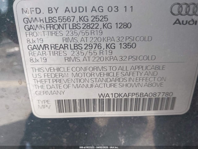 2011 AUDI Q5 WA1DKAFP5BA087780 Photo 8