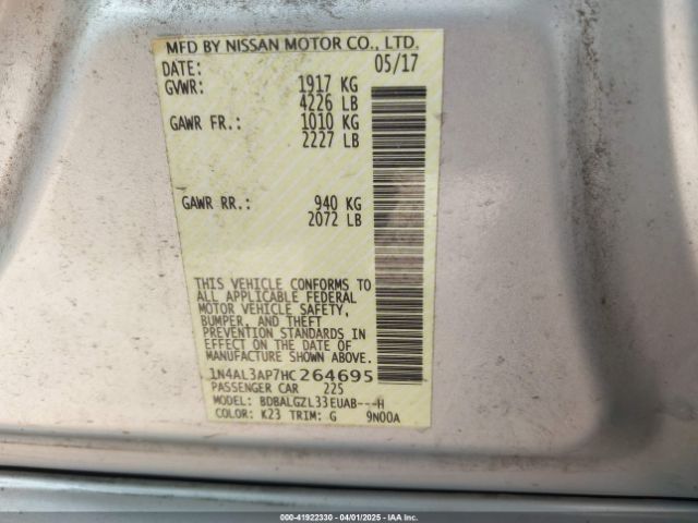 1N4AL3AP7HC264695 Nissan Altima 2.5 S
