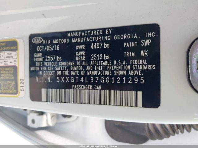 5XXGT4L37GG121295 KIA Optima Lx