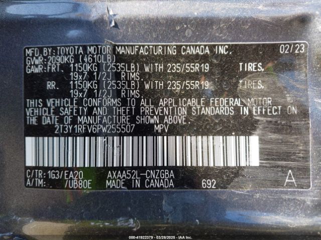 2T3Y1RFV6PW255507 Toyota Rav4 Limited